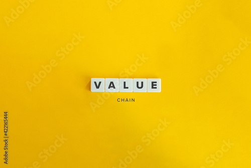 Value Chain banner and concept. Block letters on bright orange background. Minimal aesthetics.