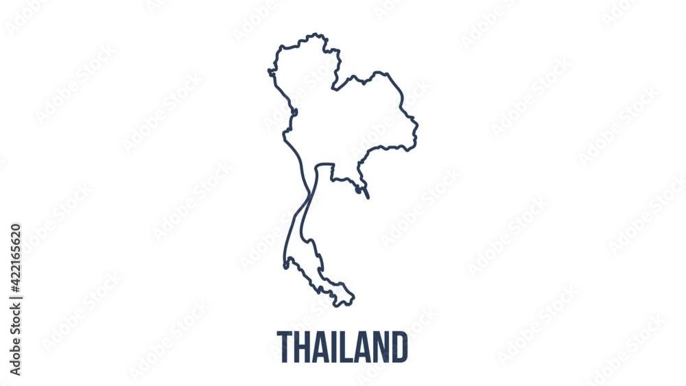 Line animated map showing the state of Thailand. 2d map of Thailand. Line animated map showing the state of Thailand. 2d map of Thailand.