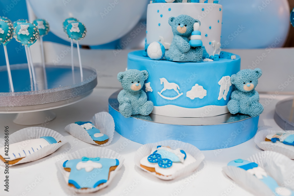 Décoration Gâteau Ours Bleu Teddy Ours Gâteau Décoration Gâteau