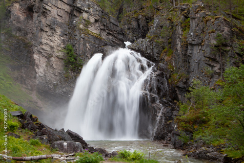 Naust  fossen is a beautiful waterfall in Todalen Norway. The waterfall has a drop of 110 meters. the area is known for its clean and distinctive environment