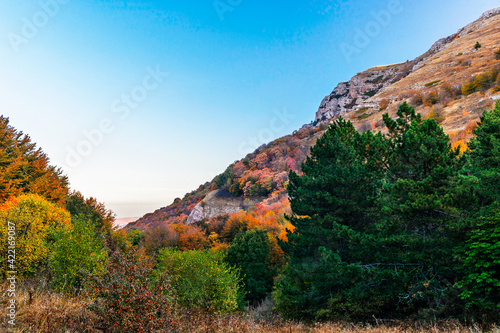 mountains and forests of crimea on an autumn day