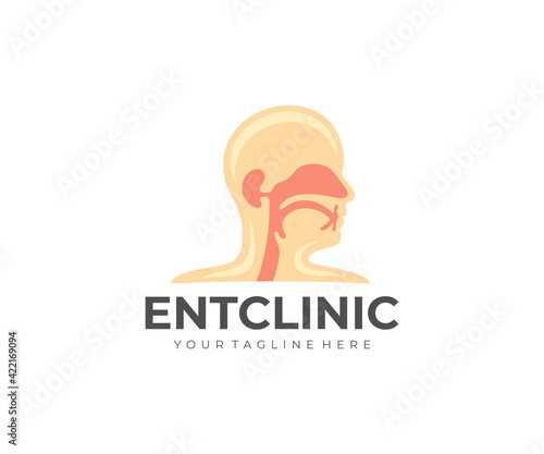 Ear nose throat clinic, medical, medicine and healthcare, logo design. Hospital, treatment, diagnosis and respiratory system, vector design and illustration