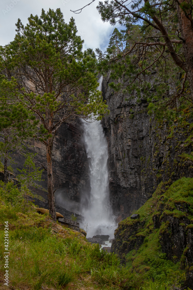Nauståfossen is a beautiful waterfall in Todalen Norway. The waterfall has a drop of 110 meters. the area is known for its clean and distinctive environment