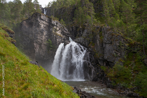 Naust  fossen is a beautiful waterfall in Todalen Norway. The waterfall has a drop of 110 meters. the area is known for its clean and distinctive environment