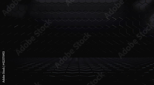 hexagonal background room w...