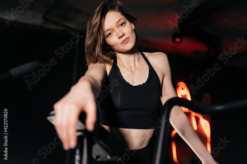 Young woman are engaged in a gym, girls in a gym.