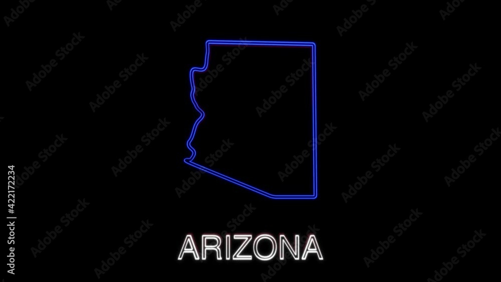 Neon animated map showing the state of Alaska from the united state of america. 2d map of Arizona. Neon animated map showing the state of Alaska from the united state of america. 2d map of Arizona.