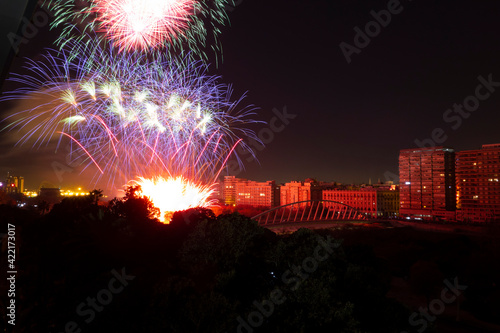 Obraz na płótnie fireworks in valencia at night w salonie
