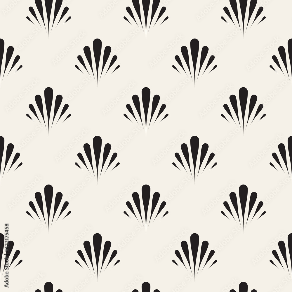 Vector seamless pattern. Geometric floral background. Repeating texture with petals.