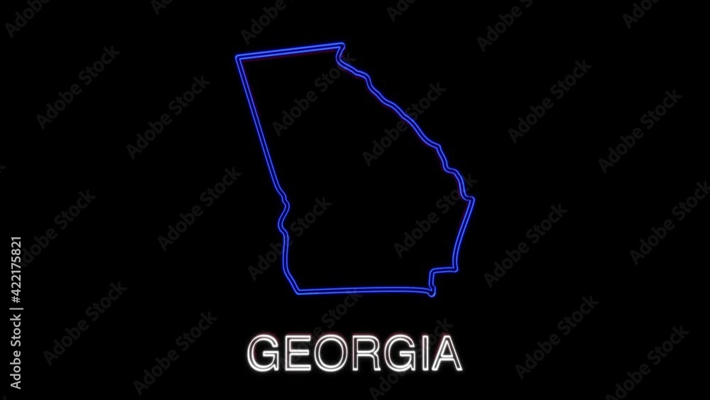 Visual Georgia Map Neon animated map showing the state of Georgia from the united state of ...