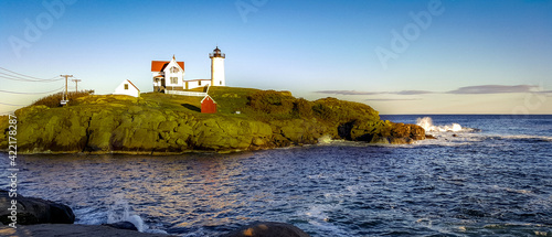 Nubble Lighthouse on an Island by the Atlantic Ocean