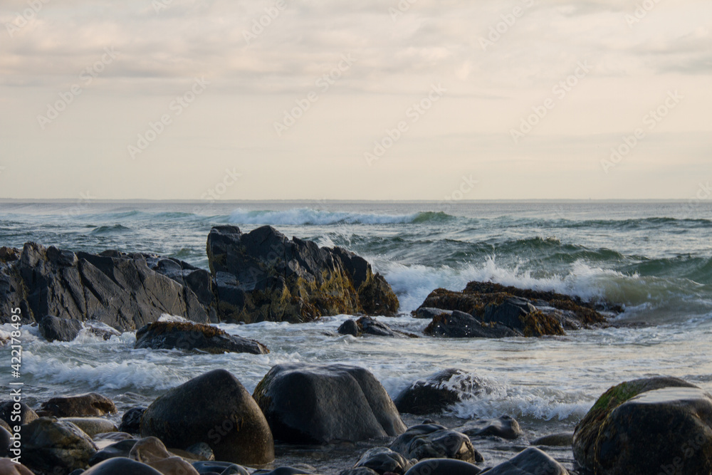The Atlantic Ocean waves crashing into rocks The Atlantic Ocean waves crashing into rocks