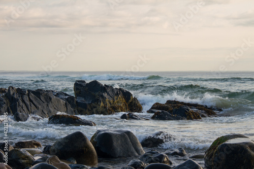 The Atlantic Ocean waves crashing into rocks