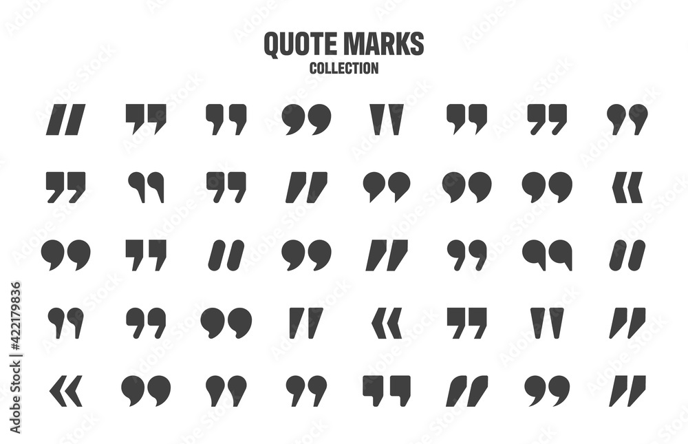 Quotation marks vector collection. Black quotes icon. Speech mark symbol. Quotation marks vector collection. Black quotes icon. Speech mark symbol.