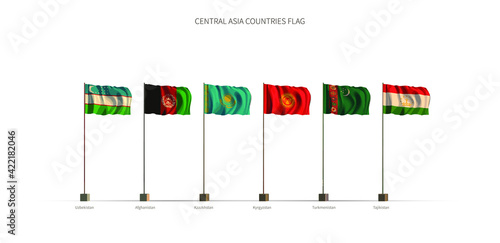 Central asia flag. Asian co...