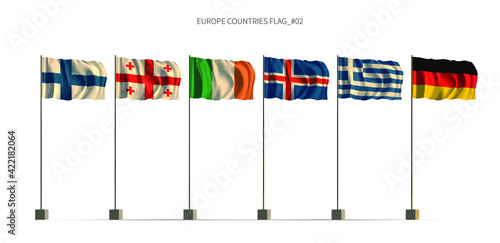 Europe flag. European countries flag series 3d illustration vector.