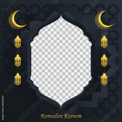 Ramadan kareem background for social media post design template. crescent moon and lantern element. Islamic backgrounds for posters, banners, greeting cards and social media post template.