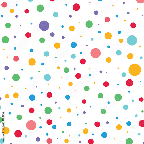  Colorful circle on white background. Vector illustration for bright happy design. Round dot shape. Random size spot Art decorative wallpaper Pack of random circle shape.