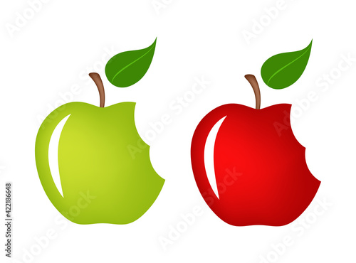 Red and green bitten apple, vector illustration
