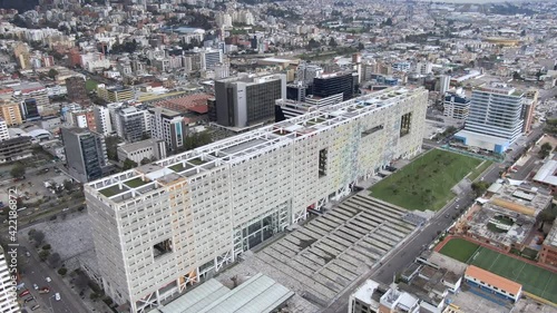 Aerial shot of Quito, new buildings in Naciones Unidas and Carolina park