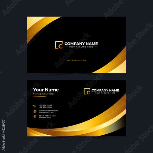 Minimalis design black and gold business card template