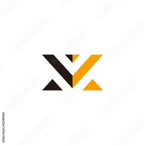 letter mv abstract geometric triangle colorful logo vector