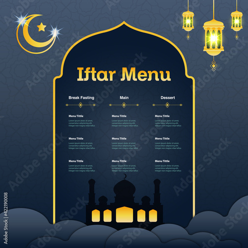 Iftar Menu Concept Design Vector