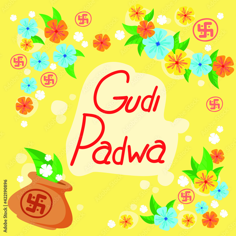 Happy Gudi Padwa celebration. vector illustration. Samvatsaradi, Ugadi, Yugadi holiday.
