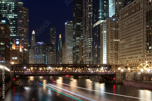 Chicago river at night