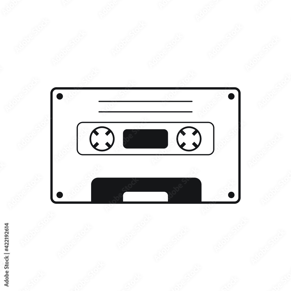 Audio cassette tape icon design isolated on white background