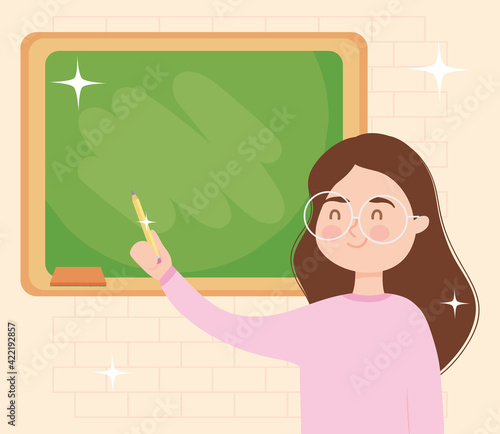 teacher and blackboard