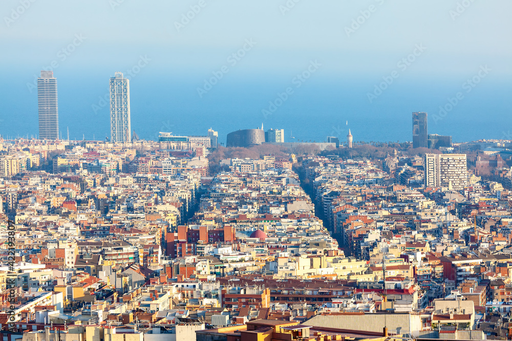 Barcelona Cityscape Gracia District  . City view of Barcelona during afternoon