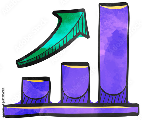 Watercolor style icon Bar chart