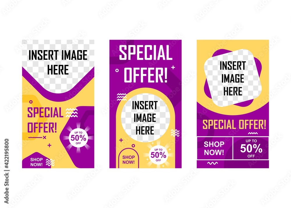 Fototapeta premium Social media stories banner collection. Easy to edit with vector file. Can use for your creative content. Especially for marketing and advertising