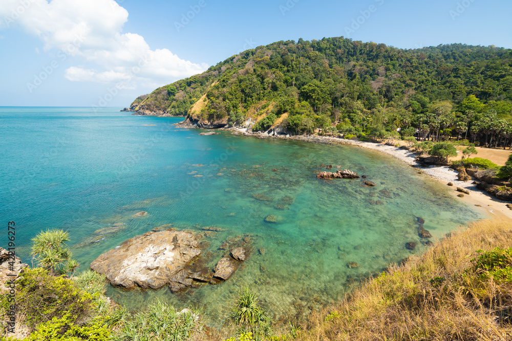 Naklejka premium Beach with sea blue sky Andaman Sea.koh lanta