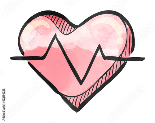 Watercolor style icon Heart rate