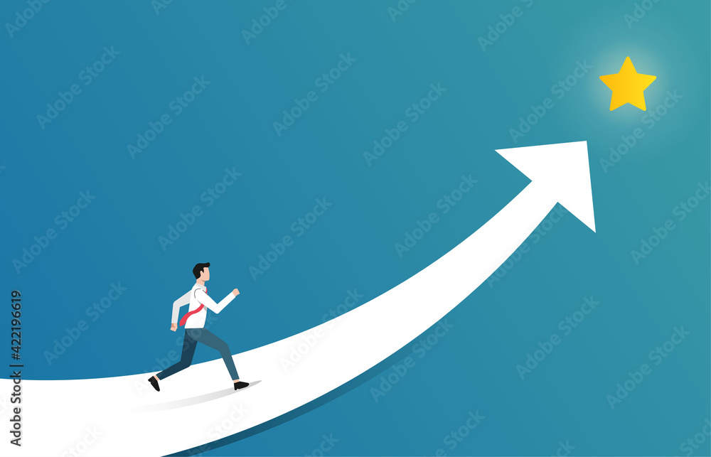 Businessman reaching out the star vector illustration. Success in business and career growth symbol. Businessman reaching out the star vector illustration. Success in business and career growth symbol.