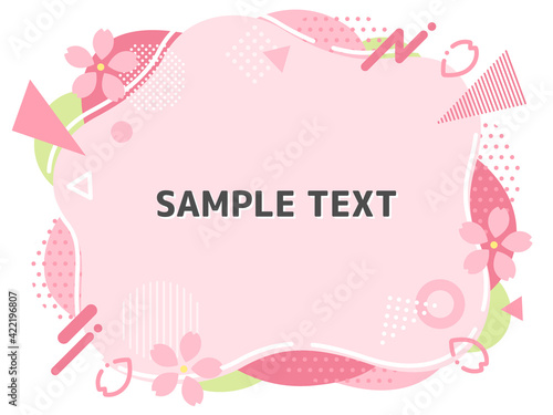 桜と幾何学模様のポップなフレーム