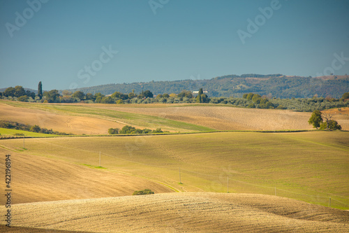 landscape with agricultural field and hills