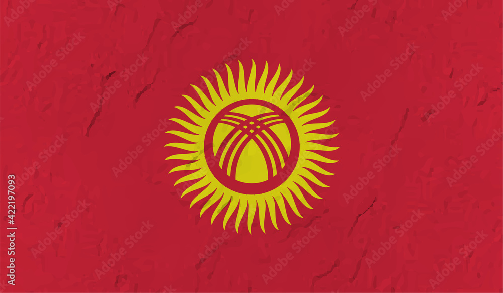 Grunge Kyrgyzstan flag. Kyrgyzstan flag with waving grunge texture.