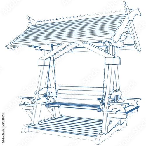 Park Swing Bench Vector. Illustration Isolated On White Background. A Vector Illustration Of A Park Bench Background.