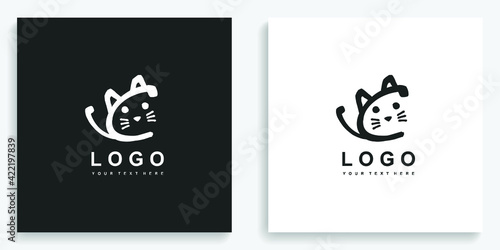 Cat Letter C Animal Logo. Modern logo icon symbol template vector design 
