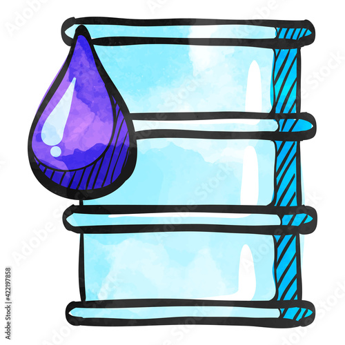 Watercolor style icon Oil barrel
