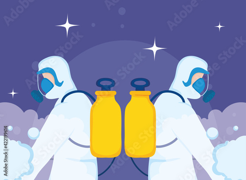 Men disinfection suits