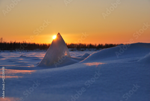 Winter evening on the Irtysh River © alekskai