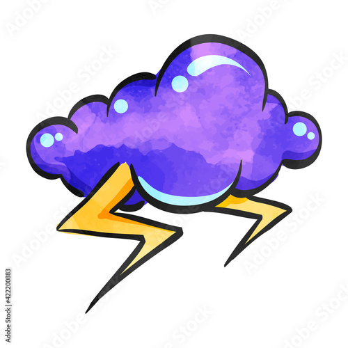 Watercolor style icon Weather overcast storm