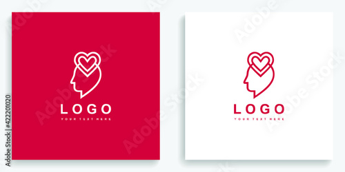 Heart Love Head Mind Icon Symbol Logo. Modern logo icon template vector design