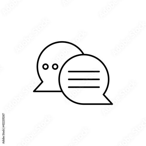 Chatting icon in flat black line style  isolated on white 
