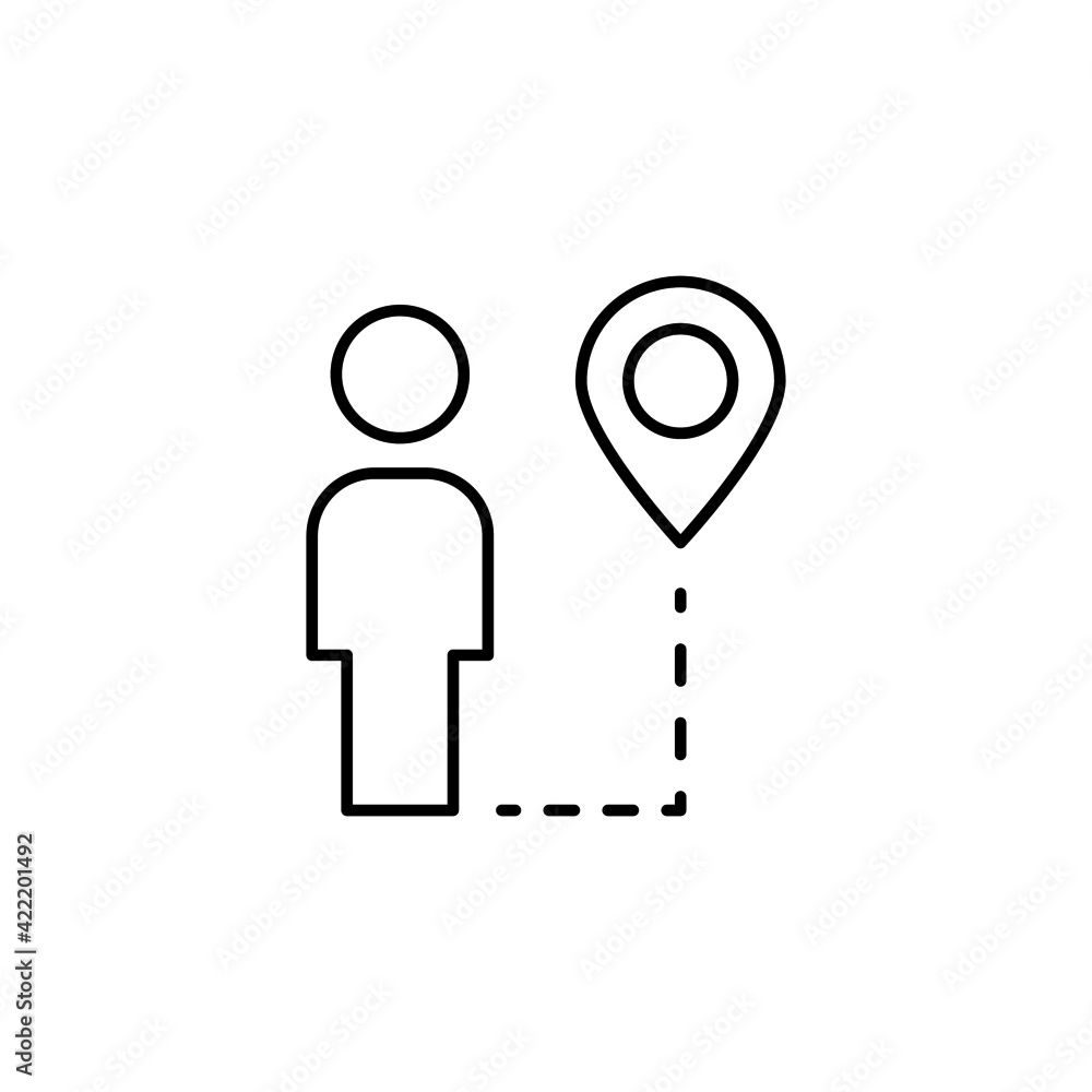 Location destination icon in flat black line style, isolated on white background Location destination icon in flat black line style, isolated on white background