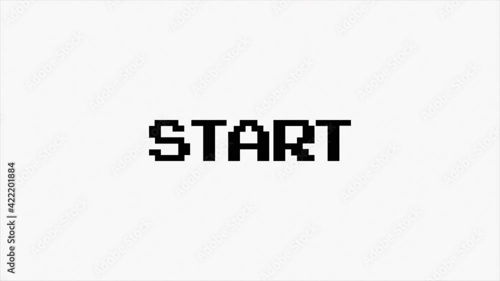 Start text with glitch screen effects on a black background. Start text with glitch screen effects on a black background.
